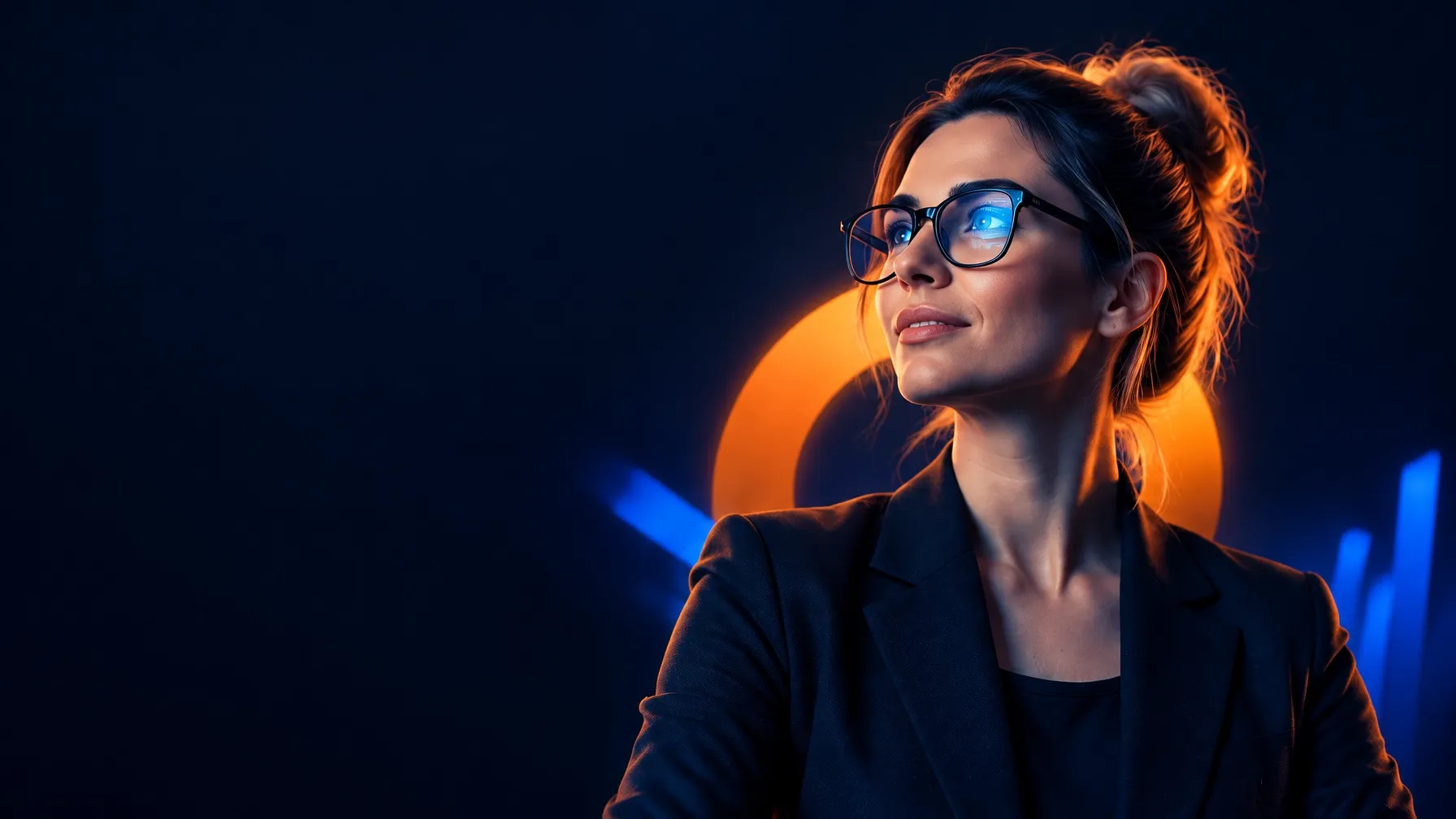 Marketing presenter in a live AI training studio